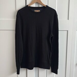 John Varvatos Men’s Wool/Cotton Sweater Elbow Pad Detail Black Size L